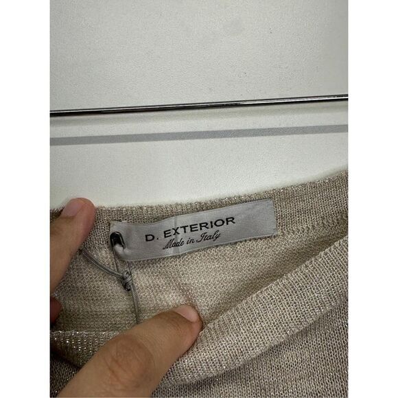 D. Exterior Made in Italy Sparkly Sleeveless Blouse‎ in Color Tan Size Medium - Picture 5 of 6